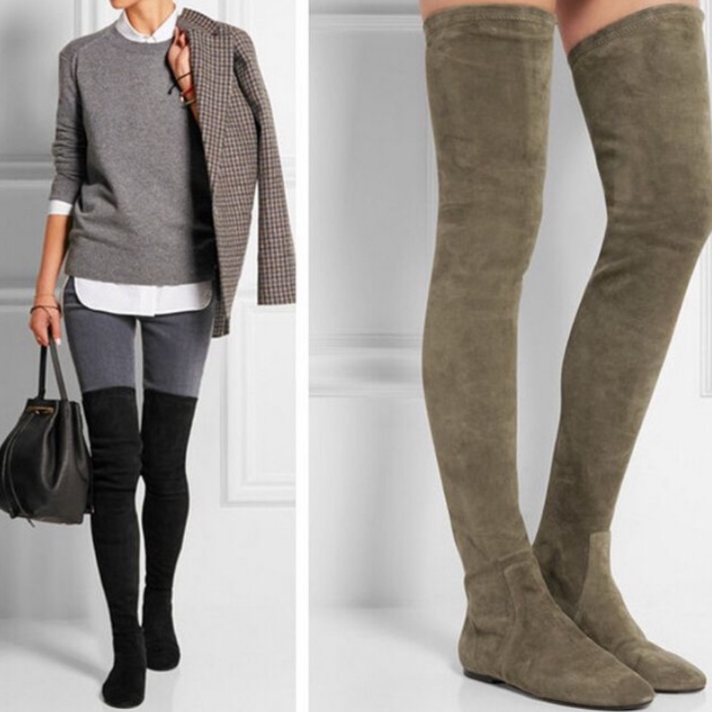 Isabel marant etoile thigh high black stretch suede boots